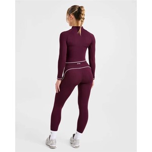 Women's High Waist Long Sleeve Solid Color Yoga Jumpsuit Breathable Spandex Polyester Full Length Skinny Fit Stand Collar Zipper - Product Image 2