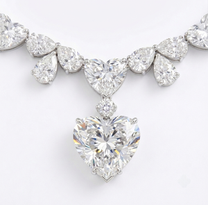 สร้อยคอแต่งงานสไตล์คลาสสิกประดับเพชรทรงหัวใจและทรงหยดน้ำ 18K ทองคำขาวสำหรับผู้หญิง ได้รับการรับรองจาก IGI ของขวัญสำหรับเธอ - Product Image 2