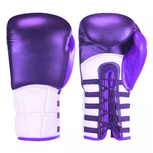Gants de boxe en cuir véritable blancs à prix abordable, avec fermeture à lacets au poignet, respirants, pour adultes, équipement d'entraînement de boxe - Product Image 3
