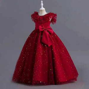 Vestido de Princesa Azul Marino de Lujo al por Mayor con Falda de Tul con Estrellas Brillantes y Elegante Lazo, Vestido Largo Formal para Fiestas para Niñas, Nuevo - Product Image 2