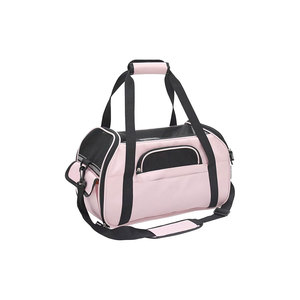 Pink Soft-Sided Pet Carrier With Mesh Panels Zipper Closure Double Handles Breathable Oxford Material For <b>Cats</b> Up To 10 Kg - Product Image 1