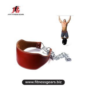 JUST FITNESS GEARS Leather Custom Strong Heavy Duty Non-Slip Professional Buckle Dip <b>Belt</b> <b>Chain</b> Weight Lifting Strength Training - Product Image 3