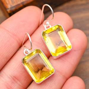 Pendientes únicos de citrino hechos a mano, atractivos pendientes de citrino, joyería espiritual, pendientes de plata de ley 925, regalo para el amor. - Product Image 4