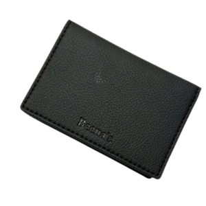 Black Pebbled <b>Card</b> <b>Wallet</b> <b>Slim</b> ID Holder Coin Purse Leather Look Pouch with Embroidery and Polyester Lining for Daily Use - Product Image 1