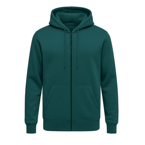 Sweat-shirt à capuche zippé pour homme, couleur unie, coupe classique, en coton French Terry, décontracté, pour l'automne - Product Image 1
