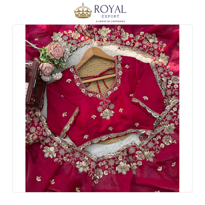 Sari de Seda Fendy con Bordado de Hilo y Lentejuelas, Ropa India de Diseñador para Bodas de la Mejor Calidad, Venta Global - Product Image 6