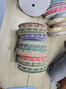 Bordures de dentelle vintage en polyester métallisé 100 % écologique, personnalisables, brodées de perles et de strass, pour vêtements – Vente en gros - Product Image 4