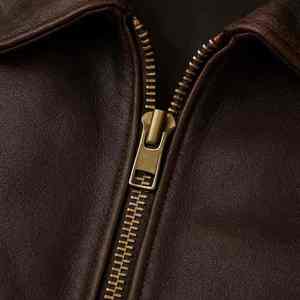 <b>Men's</b> <b>Brown</b> Genuine Cowhide <b>Leather</b> <b>Jacket</b> With Zipper Closure Turn Down Collar Biker Style Autumn Winter Wear <b>Jacket</b> - Product Image 2