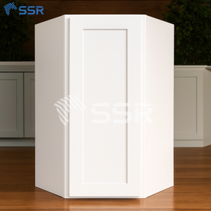 SSR White Octagonal <b>Wall</b> <b>Cabinet</b> Modern Kitchen <b>Corner</b> Storage with Hinge Doors Particleboard Carcase - Product Image 6