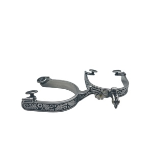 Espuelas Vaqueras Occidentales, Espuelas de Acero Inoxidable, con Rotación de Engranajes, con Patrones de Doble Cara - Product Image 1