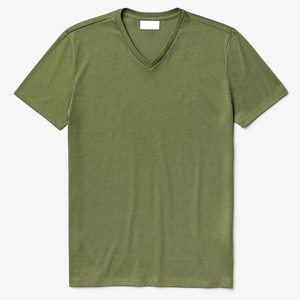T-shirt décontracté pour homme à col en V et manches courtes, 100 % coton, écologique, respirant, séchage rapide, vêtements de sport, coupe classique - Product Image 3