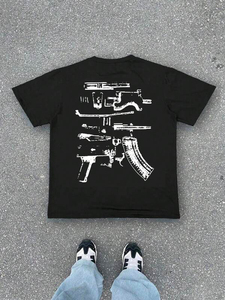 T-shirts pour hommes en coton 100% avec impression graphique vintage DTG, coupe et couture personnalisées, épaules tombantes, lavage à l'acide - Product Image 6