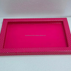 ถาดเสิร์ฟไม้ทรงสี่เหลี่ยมถาดเสิร์ฟพร้อมแม่พิมพ์ MDF สีสันสดใสจากอินเดีย - Product Image 1