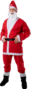Christmas Festive Santa Outfit Complete Red Velvet Coat Trousers Santa Hat <b>Belt</b> Beard Gloves and Shoe Covers for Holiday - Product Image 6