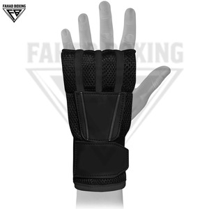 Half Finger Training Gloves Black Nylon Breathable Adjustable Wrist <b>Strap</b> <b>Velcro</b> Closure Unisex for Martial Arts Boxing Wraps - Product Image 4
