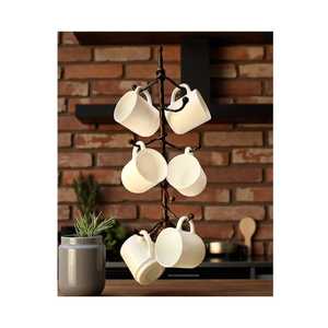 Metal Mug <b>Rack</b> Two Tier Stand With Ceramic Mugs Rustic Artistic Handcrafted Minimalist Modern Kitchen Dining Home Office - Product Image 5