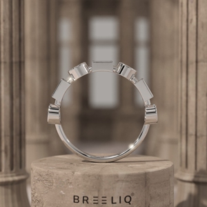 14K Lab Grown Diamond Geometric Ring Bezel Set Round Baguette Gold Band Modern Minimal Fine Jewelry for Women - Product Image 6