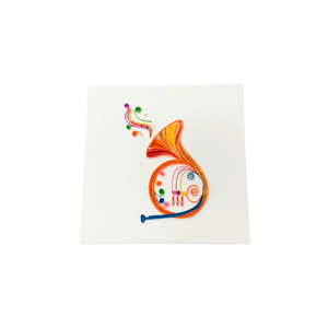 Carte en quilling sur le thème de la musique classique, instrument cor français, carte en quilling haut de gamme, cartes de vœux faites à la main pour les amateurs de musique - Product Image 2