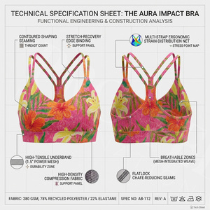 Whole Sale Fashionable Stylish Custom Printed Sports <b>Bra</b> Strappy Back Yoga Gym Fitness Crop Top Breathable Push Up Workout <b>Bra</b> - Product Image 2
