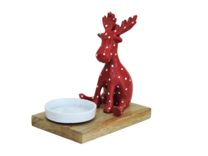 Artesign Impex <b>Red</b> Polka Dot Reindeer Handmade Gravure Printed <b>Candle</b> Holder Wooden Base Festive Iron Christmas Decor Unique - Product Image 2