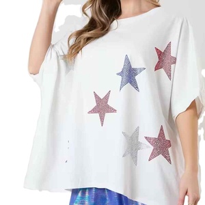 <b>Top</b> Quality Breathable & Quick Dry Solid Colour New Arrival Latest Design Eco Friendly Low Price Women <b>Rhinestone</b> T Shirts - Product Image 5