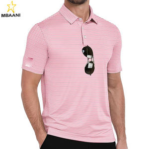 เสื้อโปโลกอล์ฟผู้ชายแขนสั้นลายทาง UPF 50+ ระบายความชื้นได้ดี เสื้อยืดคอปกพิมพ์ลายลำลองสำหรับผู้ชาย - Product Image 1