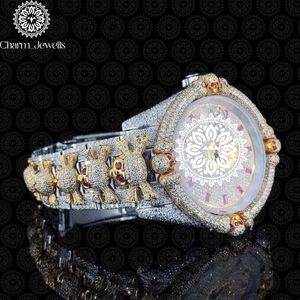 Montre à quartz de luxe pour femme Charm_Jewells, boîtier en acier inoxydable, cadran irrégulier avec diamants, fermoir papillon analogique, 38 mm - Product Image 2