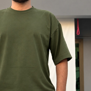 T-shirt en coton à manches courtes et col rond pour homme, couleur unie, coupe décontractée, style classique, jersey tricoté - Product Image 2