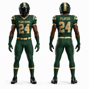 Ensemble d'uniformes de football américain personnalisés, 100% polyester, maillot respirant, pantalon, impression par sublimation, design de lettres, vêtements de sport d'équipe - Product Image 1