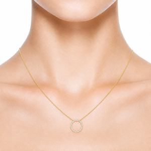 Colgante de Círculo Abierto con Diamante Cultivado en Laboratorio de Corte de Lujo, Oro de 10K, 14K, 18K, Plata 925, 935, Chapado en Rodio, para Compromiso, Boda, Aniversario - Product Image 2