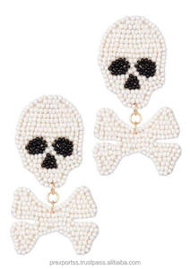 Pendientes de Aro Góticos de Calavera con Cuentas de Cristal y Diamantes de Imitación, de Acero Inoxidable, para Halloween, Talla Personalizada, para Mujer, con Diseño de Esqueleto Espeluznante - Product Image 2