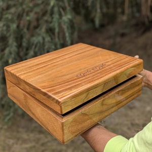 Caja Rectangular de Madera de Acacia Personalizada, Grabada con Nombre, Estuche de Almacenamiento, Empaque de Regalo para Joyería de Boda - Product Image 2