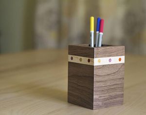 Decorative Wooden Pen <b>Organizer</b> <b>for</b> Home Office Artisan Wooden Stationery Cup <b>for</b> <b>Desktop</b> Wooden Pen Holder with Clean Modern Lo - Product Image 2
