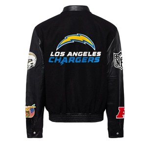 เสื้อแจ็คเก็ตหนัง Los Angeles Chargers สีดำ กันลม เป็นมิตรกับสิ่งแวดล้อม สไตล์สตรีทแวร์ - Product Image 2