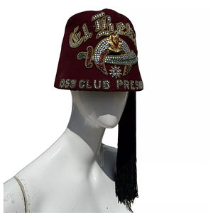 Chapeau Fez Vintage Shriners avec Pompon et Strass, Chapeau Maçonnique de Haute Qualité, Personnalisé, Meilleure Vente, Chapeau Fez Très Demandé - Product Image 1