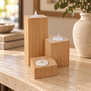 Support de bougie artisanal en bois naturel pour décoration intérieure, centre de table, vente en gros, support décoratif pour bougies - Product Image 3