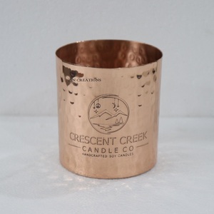 Customized Handmade Copper Candle Container Hammered Metal Votive Vessels Jars Lid Decorative Scented 18 Oz <b>Heat</b> Resistant Matte - Product Image 3
