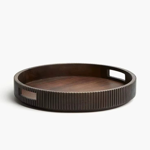 ถาดเสิร์ฟไม้ขนาดใหญ่ราคาส่ง พร้อมหูจับโลหะแข็งแรง ถาดเสิร์ฟอาหารรูปทรงสี่เหลี่ยมผืนผ้าสำหรับจัดระเบียบในครัว - Product Image 1