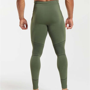 Leggings de compression pour hommes à haute élasticité, couleur vert olive, pantalons de sport pour la musculation, pantalons de fitness sans couture, séchage rapide, pantalons de sport pour la musculation - Product Image 4