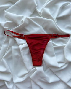 Blood Red Solid Sexy Lingerie <b>Set</b> Women Convertible <b>Triangle</b> Cup <b>Bikini</b> Low-Rise Wire-Free Seamless Breathable Eco-Friendly - Product Image 2