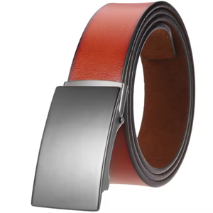 Formal <b>Black</b> Leather <b>Belt</b> With Steel Plate Buckle For Men - Product Image 4