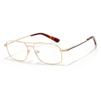Lunettes rectangulaires en acier inoxydable pour hommes 55 mm, montures optiques métalliques à double pont pour distributeurs et marques privées