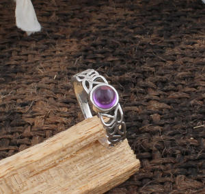 Luxury Natural Amethyst Bezel Setting Wedding <b>Ring</b> 925 Sterling Silver Custom Purple <b>Crystal</b> Gemstone for Women - Product Image 6