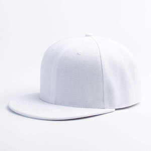 <b>White</b> Snapback <b>Cap</b> Unisex Cotton Adjustable <b>Flat</b> Brim Casual Hat Four Seasons Solid Color Adult Fit - Product Image 1
