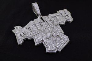 Colgante de Letra de Plata de Ley 925 con Moissanita Estilo Hip Hop, Micro Pavé, Corte Brillante Redondo, Amuleto Temático para Hombre, Uso Diario - Product Image 4
