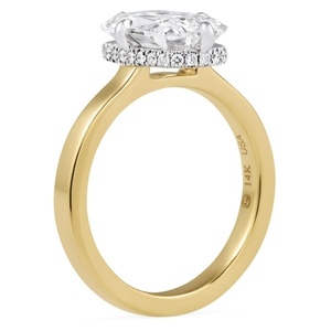Luxury Elongated Antique 2.75ct <b>Cushion</b> Lab Diamond Engagement Ring With Claw Prongs Two Tone 18K Yellow Gold Solitaire Ring - Product Image 3