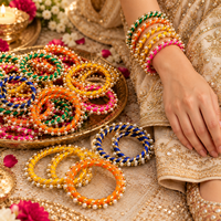 Bracelet en fil de soie artificiel motif fleur Gota pour femme – Magnifique cadeau de mariage ou de Mehndi
