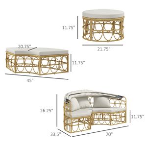 Set di Mobili da Giardino con Lettino Rotondo da Esterno, Tettoia Retrattile e Divano Sezionale in Rattan PE con Cuscini - Product Image 3