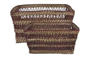 Economically Priced Handwoven Water Hyacinth <b>Woven</b> <b>Baskets</b> Tray Comfortable Handle for Bedroom Living Room Bathroom Organization - Product Image 3