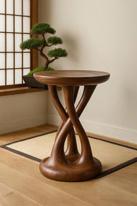 Taburetes de madera maciza Taburetes redondos pequeños de alta calidad Diseño otomano Calidad garantizada para dormitorio Hotel Apartamento - Product Image 5